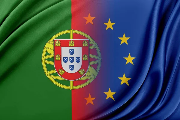 Unii Europejskiej i Portugalii. pojęcie stosunki między UE i Portugalii. — Zdjęcie stockowe