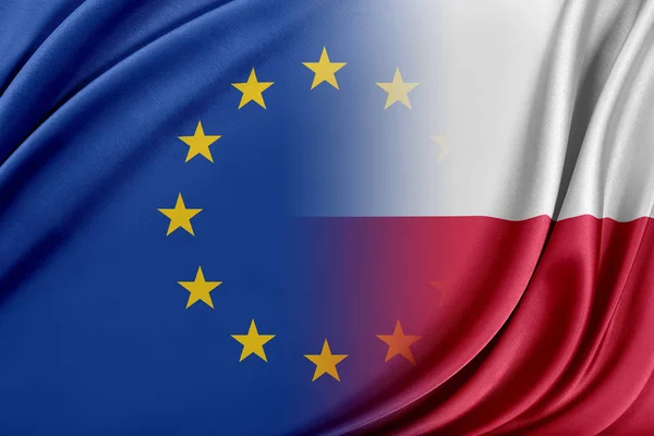 Unione europea e Polonia. Il concetto di relazione tra UE e Polonia . — Foto Stock