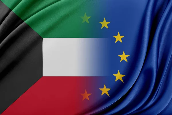 Unione europea e Kuwait. Il concetto di relazione tra UE e Kuwait . — Foto Stock