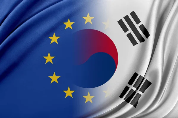 European Union and Korea South. The concept of relationship between EU and Korea South. — Stock Photo, Image