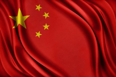 Çin bayrağı. Parlak ipek doku ile bayrak.
