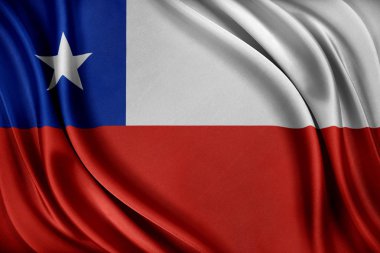 Şili bayrağı. Parlak ipek doku ile bayrak.