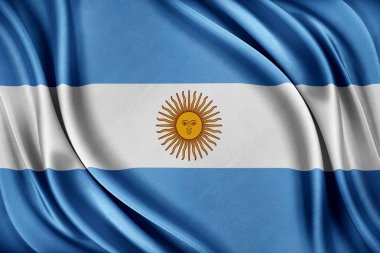 Arjantin bayrağı. Parlak ipek doku ile bayrak.