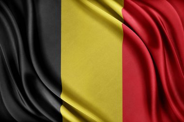 Belçika bayrağı. Parlak ipek doku ile bayrak.