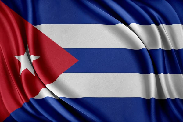 キューバの国旗。光沢のあるシルクの質感とフラグします。. — ストック写真