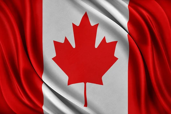 Bandera de Canadá. Bandera con textura de seda brillante . — Foto de Stock