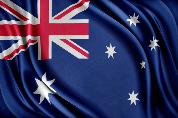 Vlag van Australië. Vlag met een glanzende zijde textuur. — Stockfoto