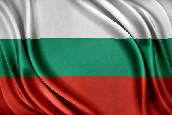 Bulgaria flag. Flag with a glossy silk texture. — Stock Photo, Image