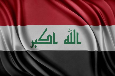 Irak bayrağı. Parlak ipek doku ile bayrak.