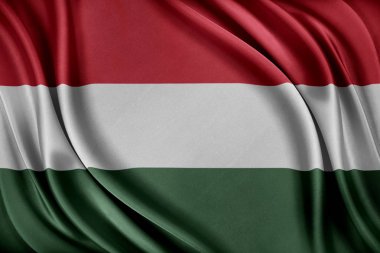 Macaristan bayrağı. Parlak ipek doku ile bayrak.