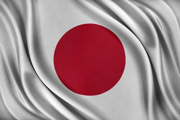 Bendera Jepang. Tanda dengan tekstur sutra mengkilap . — Stok Foto