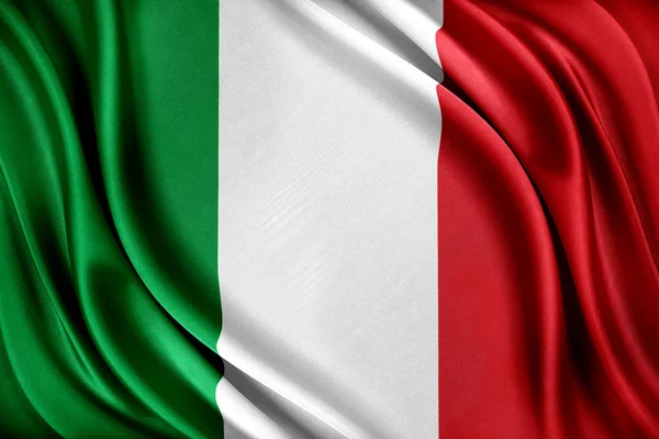 Bandera de Italia. Bandera con textura de seda brillante . — Foto de Stock