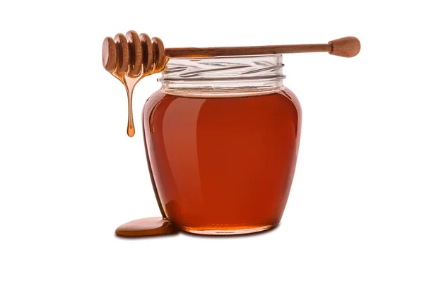Honey in jar isolated on a white background — Stock Photo, Image