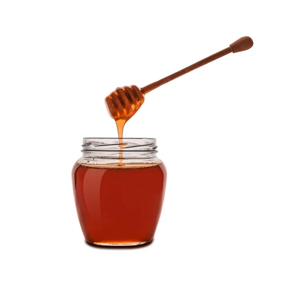 Honey in jar isolated on a white background — Stock Photo, Image