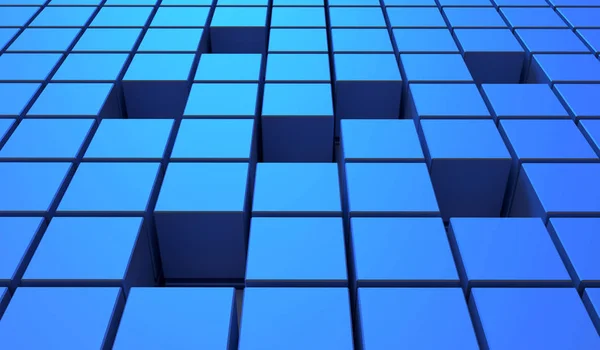 Abstrakt bakgrund av kuber i blå färg. 3D illustration. — Stockfoto