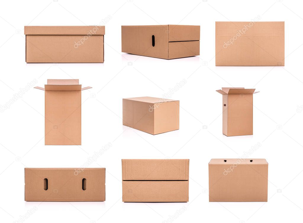 Set of cardboard boxes isolated on a white background.