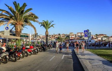 Ana sahil sahil Trogir, Dalmaçya, Hırvatistan.