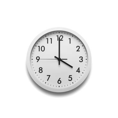 Beyaz arka plan üzerinde izole beyaz duvar saati. Bitime dört oclock.