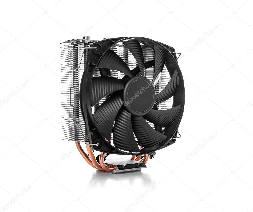 Cooler computer fan isolated on a white background.