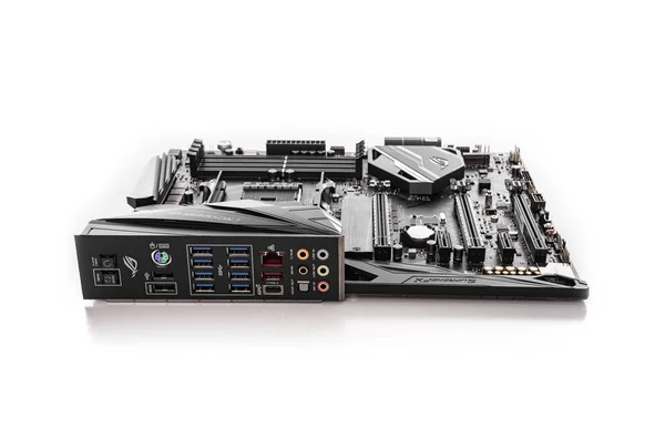 Motherboard Asus Rog Crosshair vii Hero on white background. — Stock Photo, Image