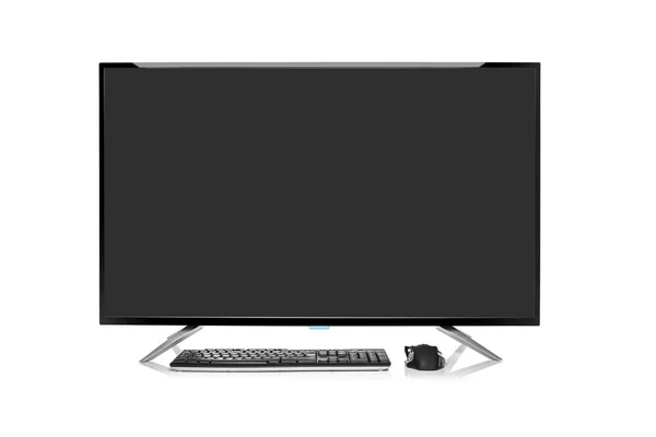 Desktop-Computer und Tastatur und Maus auf weiß. — Stockfoto