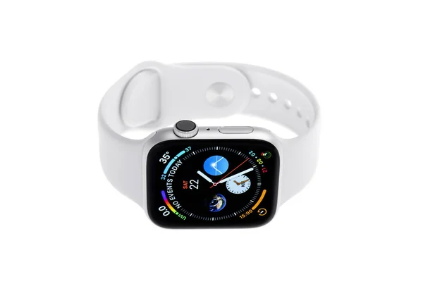 Nuevo Apple Watch 4, 44 pulgadas sobre un fondo blanco . — Foto de Stock