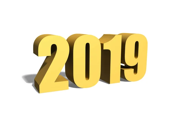 2019 Nieuwjaar. Gouden tekst met schaduw. — Stockfoto