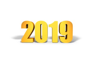 2019 yeni yıl. Gölgeli altın metin.