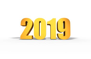 2019 yeni yıl. Gölgeli altın metin.