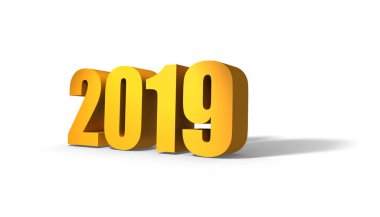 2019 yeni yıl. Gölgeli altın metin.
