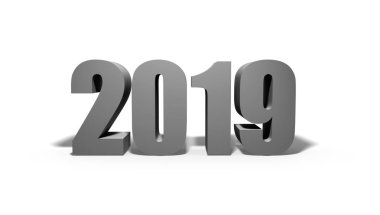 İki bin on dokuz. Beyaz üzerine yeni 2019 yılı.