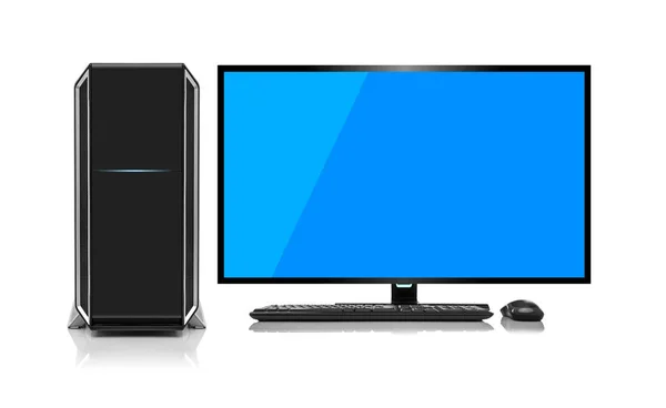 Modern desktop computer with wireless keyboard and mouse. — Stock Photo, Image