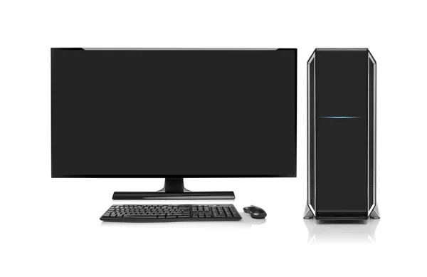 Modern desktop computer with wireless keyboard and mouse. — Stock Photo, Image