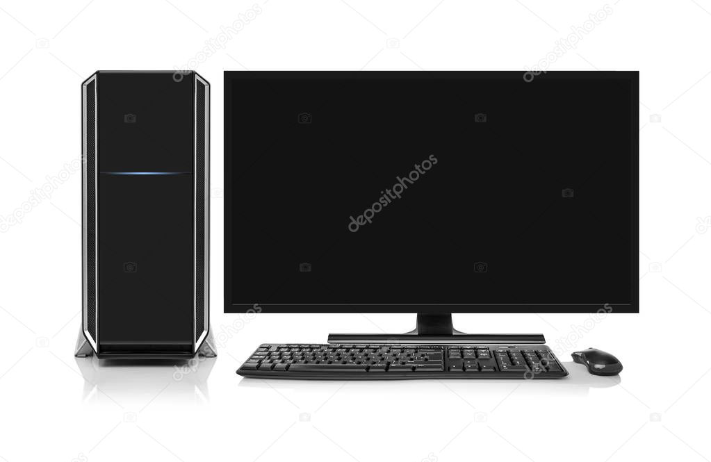 Modern desktop computer with wireless keyboard and mouse.