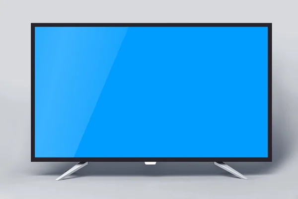 Moderner Fernseher oder PC-Monitor auf grauem Hintergrund. — Stockfoto
