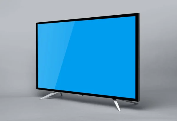 Современный телевизор или монитор ПК на сером фоне . — стоковое фото