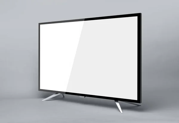 TV moderna ou monitor de PC no fundo cinza . — Fotografia de Stock