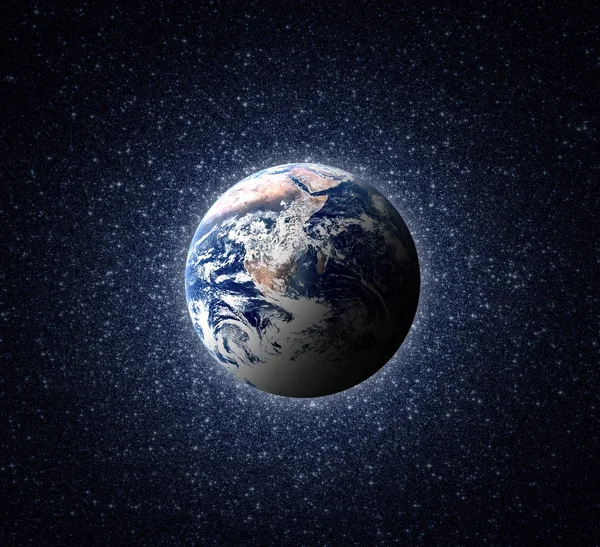 Dünya gezegeni. Dünya sonsuz yıldız uzayda. — Stok fotoğraf