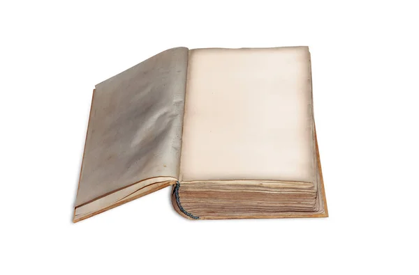 Ανοίξτε το παλιό βιβλίο που απομονώνονται σε λευκό. — Φωτογραφία Αρχείου