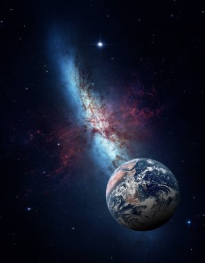 Alanı bir galakside arka planı güneş sisteminin gezegenleri.