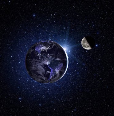 Dünya gezegeni. Dünya sonsuz yıldız uzayda.