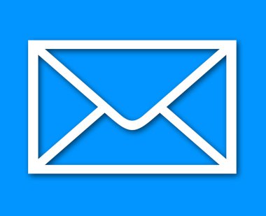 Mavi zemin üzerine beyaz zarf.