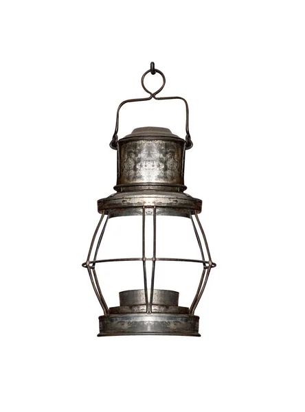 Старая керосиновая лампа на белом фоне — стоковое фото