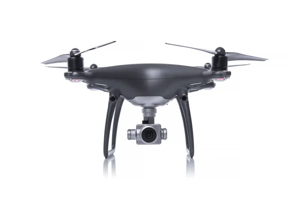 Drone fekete kamera elszigetelt fehér background. — Stock Fotó
