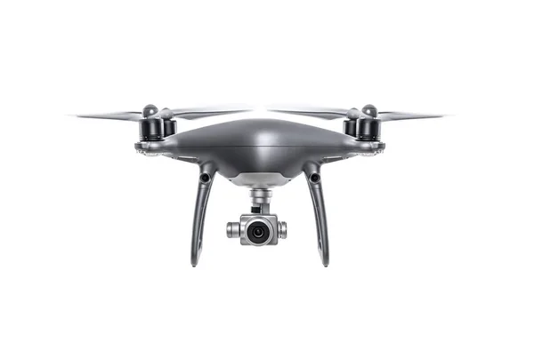 Uçan drone beyaz bir arka planda izole. — Stok fotoğraf