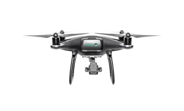 Uçan drone beyaz bir arka planda izole. — Stok fotoğraf