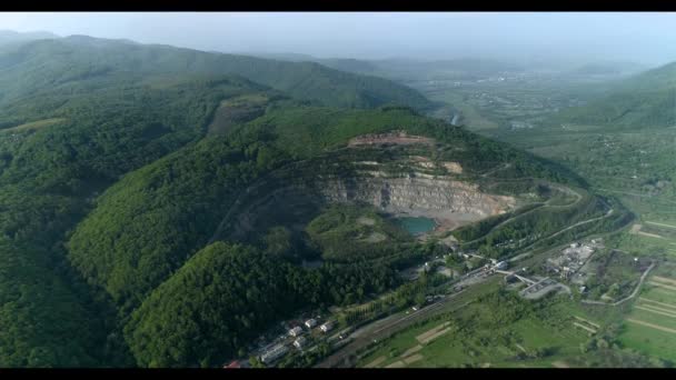 Quarry for the extraction of stone or rock from the air. — Stock Video