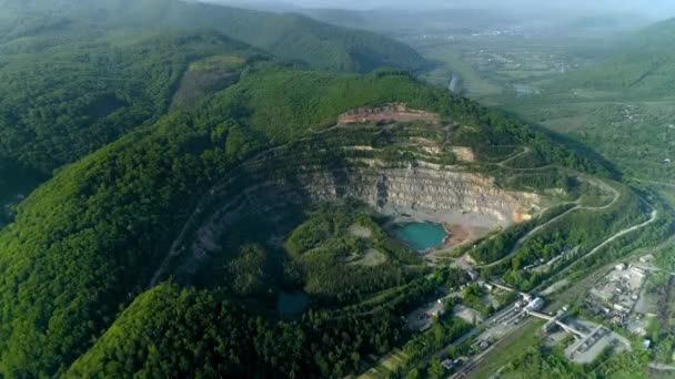 Quarry for the extraction of stone or rock from the air. — Stock Video