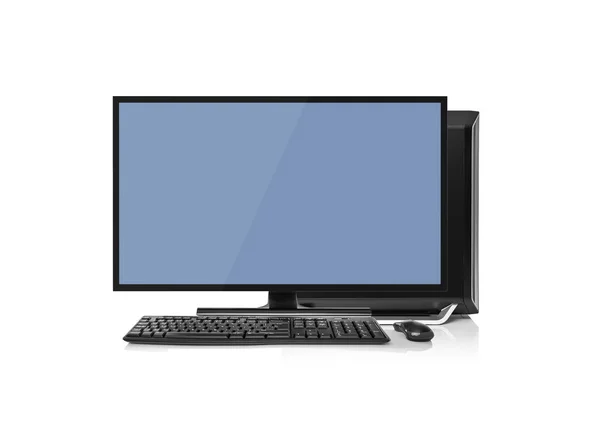 Modern desktop computer with wireless keyboard and mouse. — Stock Photo, Image