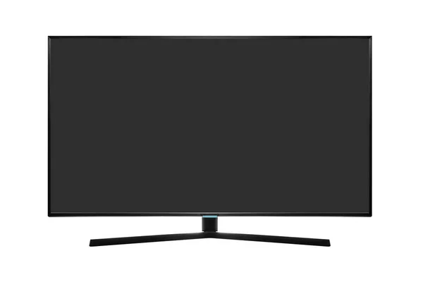 Modern üres síkképernyős Tv beállítása a elszigetelt fehér háttér. — Stock Fotó